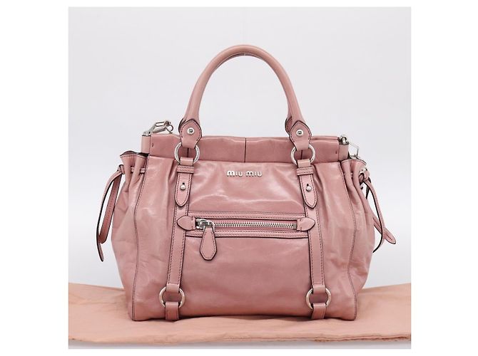 Borsa a mano Miu Miu in pelle 2way Rosa Argento Auth ki6786M - vista 12