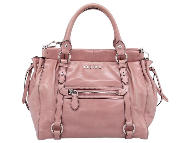 Borsa a mano Miu Miu in pelle 2way Rosa Argento Auth ki6786M - vista 13