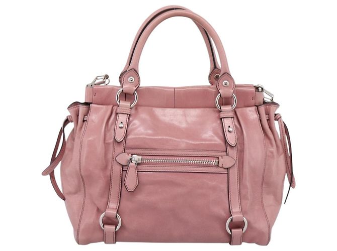 Borsa a mano Miu Miu in pelle 2way Rosa Argento Auth ki6786M - vista 2