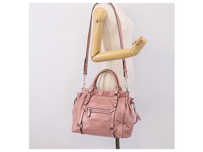Borsa a mano Miu Miu in pelle 2way Rosa Argento Auth ki6786M - vista 26