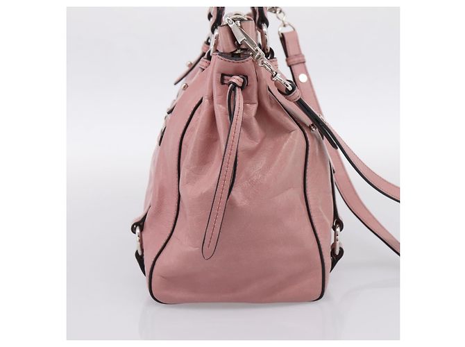 Borsa a mano Miu Miu in pelle 2way Rosa Argento Auth ki6786M - vista 3