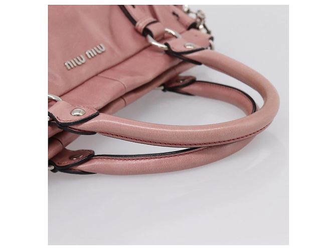 Borsa a mano Miu Miu in pelle 2way Rosa Argento Auth ki6786M - vista 7