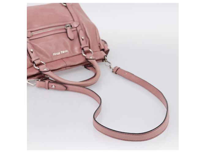 Borsa a mano Miu Miu in pelle 2way Rosa Argento Auth ki6786M - vista 8