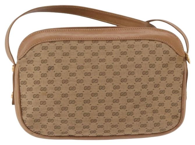 Borsa a tracolla GUCCI in tela Micro GG Beige e oro Auth ep15764 - vista 2