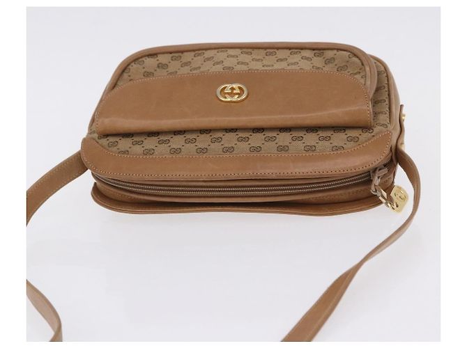 Borsa a tracolla GUCCI in tela Micro GG Beige e oro Auth ep15764 - vista 6