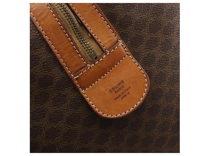 Céline Borsa Boston CELINE Macadam PVC Pelle Marrone Tono Oro Auth 196132 - vista 11