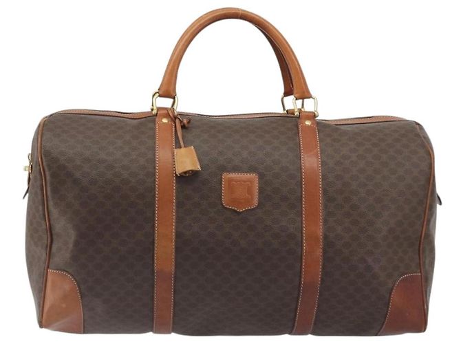 Céline Borsa Boston CELINE Macadam PVC Pelle Marrone Tono Oro Auth 196132 - vista 13