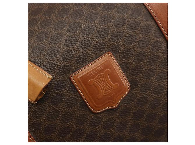 Céline Borsa Boston CELINE Macadam PVC Pelle Marrone Tono Oro Auth 196132 - vista 18
