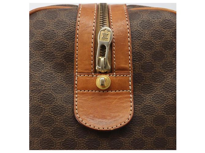 Céline Borsa Boston CELINE Macadam PVC Pelle Marrone Tono Oro Auth 196132 - vista 19