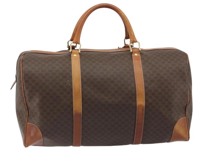 Céline Borsa Boston CELINE Macadam PVC Pelle Marrone Tono Oro Auth 196132 - vista 2