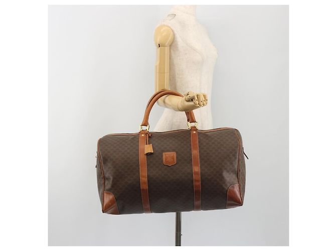 Céline Borsa Boston CELINE Macadam PVC Pelle Marrone Tono Oro Auth 196132 - vista 24