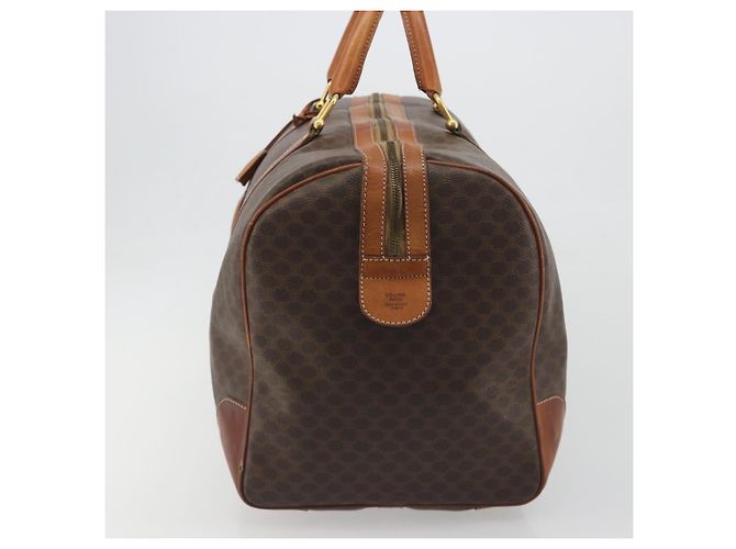 Céline Borsa Boston CELINE Macadam PVC Pelle Marrone Tono Oro Auth 196132 - vista 3