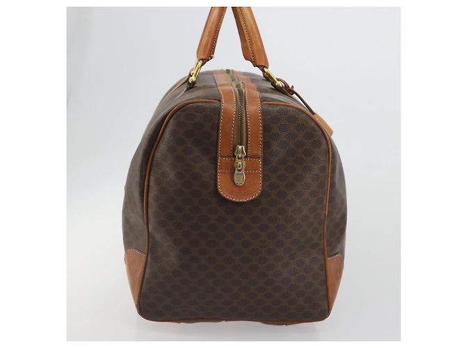 Céline Borsa Boston CELINE Macadam PVC Pelle Marrone Tono Oro Auth 196132 - vista 4