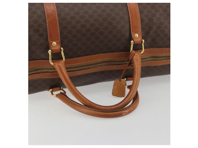 Céline Borsa Boston CELINE Macadam PVC Pelle Marrone Tono Oro Auth 196132 - vista 7
