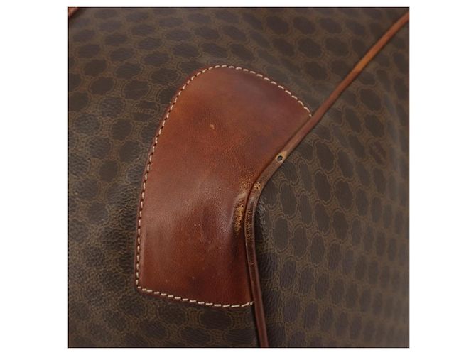 Céline Borsa Boston CELINE Macadam PVC Pelle Marrone Tono Oro Auth 196132 - vista 8