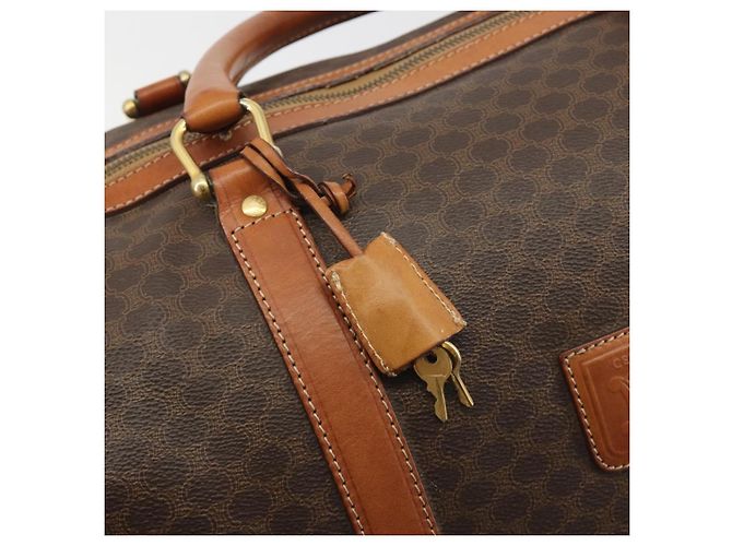 Céline Borsa Boston CELINE Macadam PVC Pelle Marrone Tono Oro Auth 196132 - vista 9