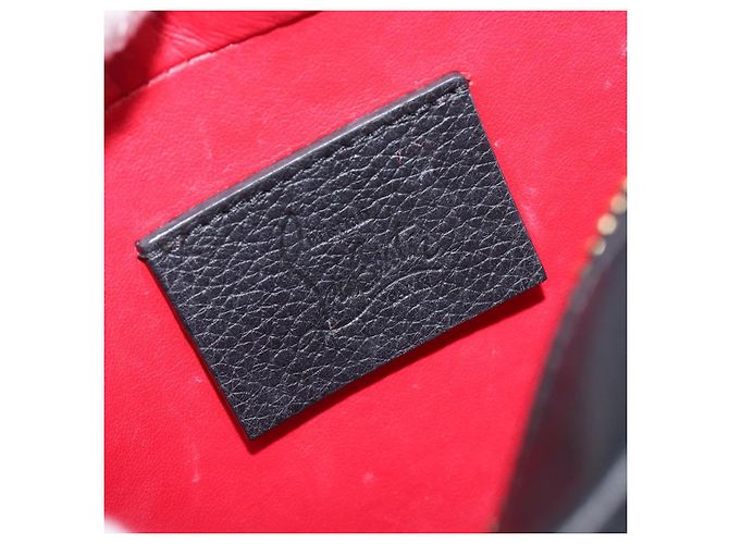 Borsa a tracolla con catena Christian Louboutin in pelle nera e oro Auth 200300A Nero D'oro - vista 12