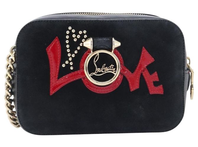 Borsa a tracolla con catena Christian Louboutin in pelle nera e oro Auth 200300A Nero D'oro - vista 13