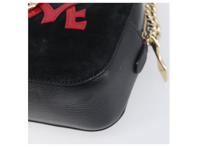 Borsa a tracolla con catena Christian Louboutin in pelle nera e oro Auth 200300A Nero D'oro - vista 15