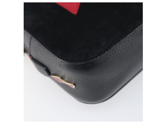 Borsa a tracolla con catena Christian Louboutin in pelle nera e oro Auth 200300A Nero D'oro - vista 16