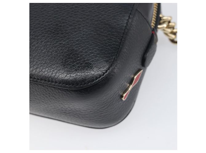 Borsa a tracolla con catena Christian Louboutin in pelle nera e oro Auth 200300A Nero D'oro - vista 17