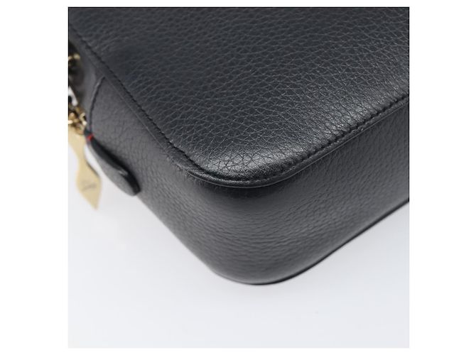 Borsa a tracolla con catena Christian Louboutin in pelle nera e oro Auth 200300A Nero D'oro - vista 18
