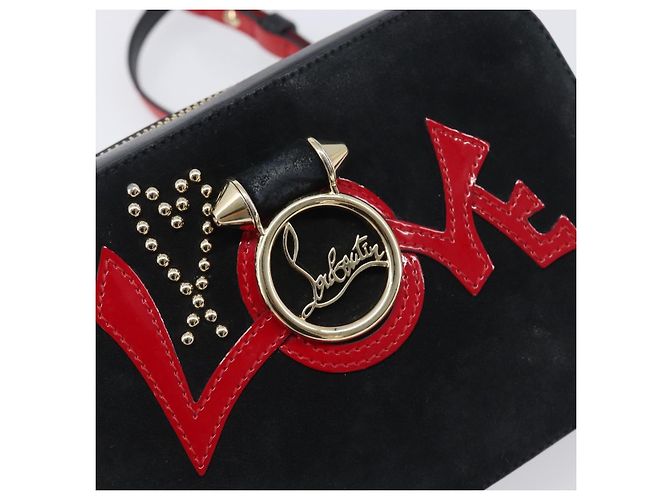 Borsa a tracolla con catena Christian Louboutin in pelle nera e oro Auth 200300A Nero D'oro - vista 19