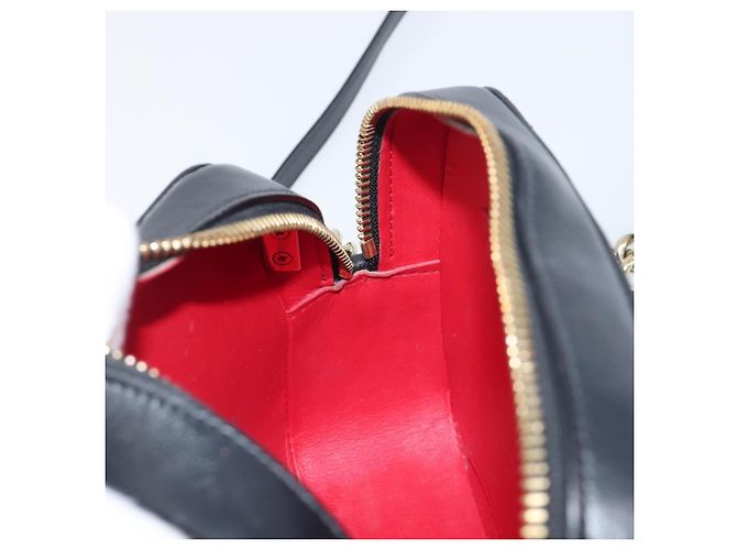 Borsa a tracolla con catena Christian Louboutin in pelle nera e oro Auth 200300A Nero D'oro - vista 20