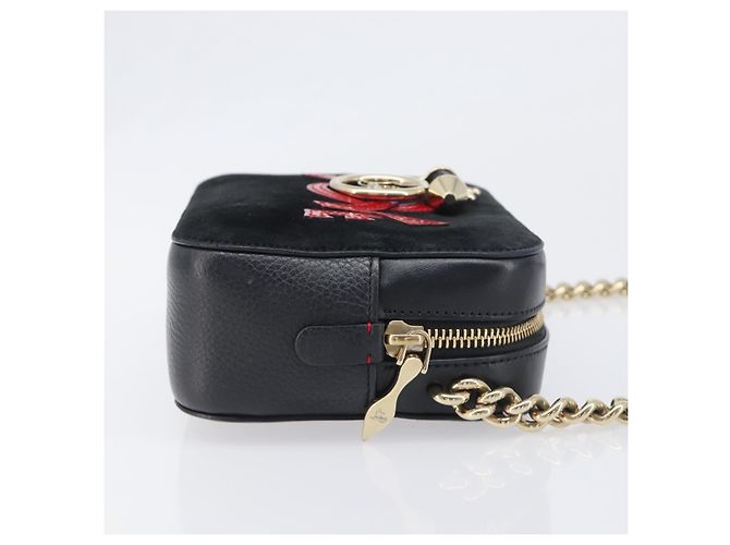 Borsa a tracolla con catena Christian Louboutin in pelle nera e oro Auth 200300A Nero D'oro - vista 3