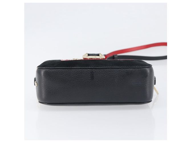 Borsa a tracolla con catena Christian Louboutin in pelle nera e oro Auth 200300A Nero D'oro - vista 5