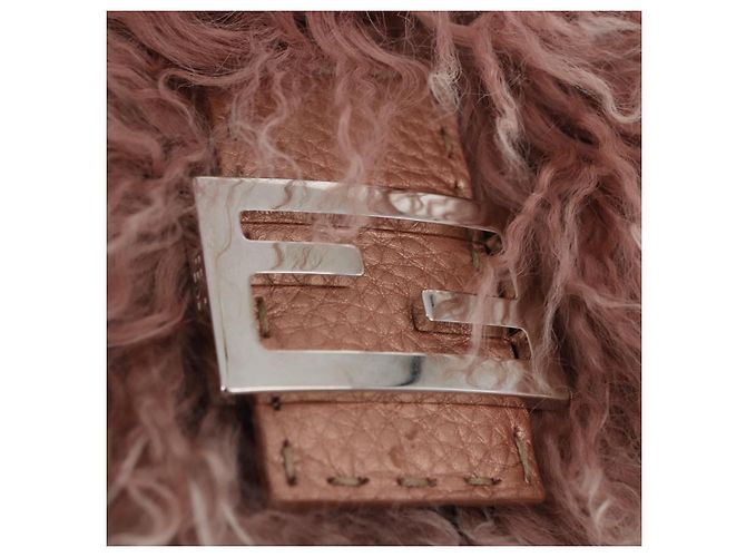 Borsa FENDI Selleria Mini Mamma Baguette Bag Wool Pink Silver 8BR185 Auth yk20834SAM Argento Rosa - vista 19
