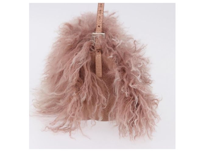Borsa FENDI Selleria Mini Mamma Baguette Bag Wool Pink Silver 8BR185 Auth yk20834SAM Argento Rosa - vista 3