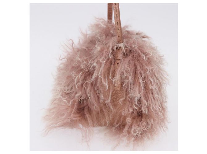 Borsa FENDI Selleria Mini Mamma Baguette Bag Wool Pink Silver 8BR185 Auth yk20834SAM Argento Rosa - vista 4