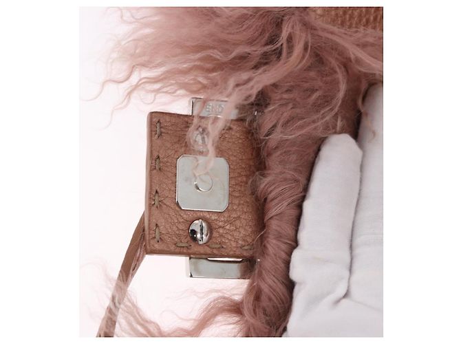 Borsa FENDI Selleria Mini Mamma Baguette Bag Wool Pink Silver 8BR185 Auth yk20834SAM Argento Rosa - vista 9