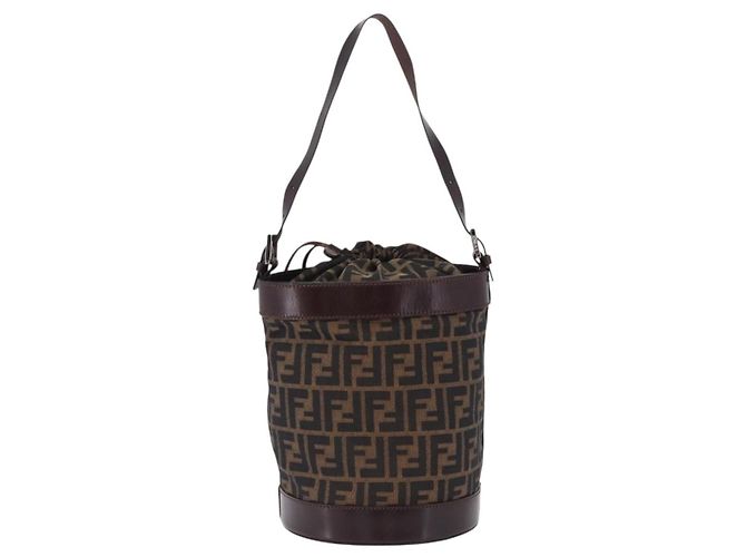 Borsa a tracolla FENDI Zucca Canvas Marrone Nero Auth 199123V - vista 13