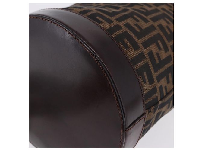 Borsa a tracolla FENDI Zucca Canvas Marrone Nero Auth 199123V - vista 15