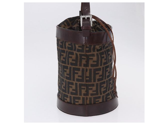 Borsa a tracolla FENDI Zucca Canvas Marrone Nero Auth 199123V - vista 4