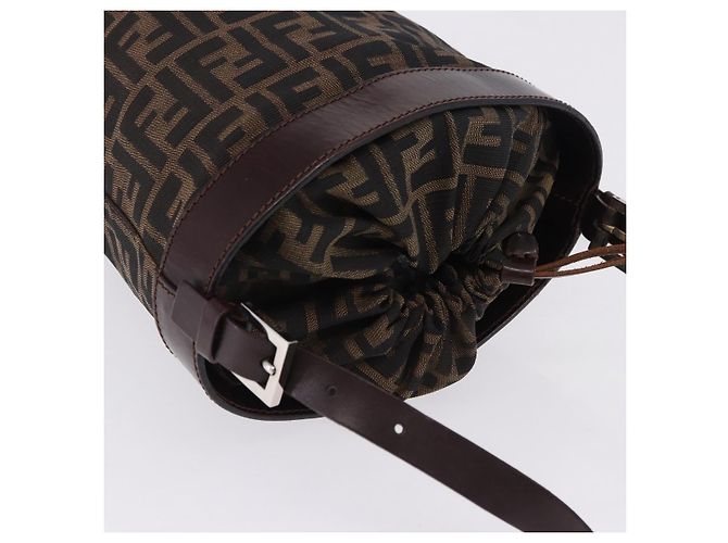 Borsa a tracolla FENDI Zucca Canvas Marrone Nero Auth 199123V - vista 6