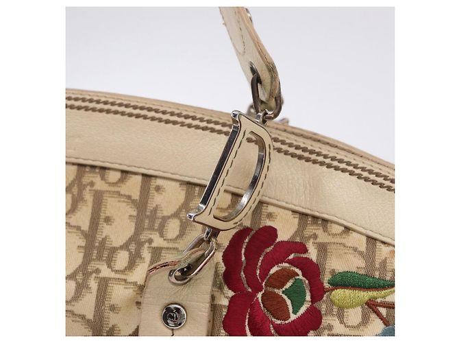 Borsa a mano Christian Dior Trotter Canvas Floral Ivory Silver Auth am12468 Argento Crudo - vista 19