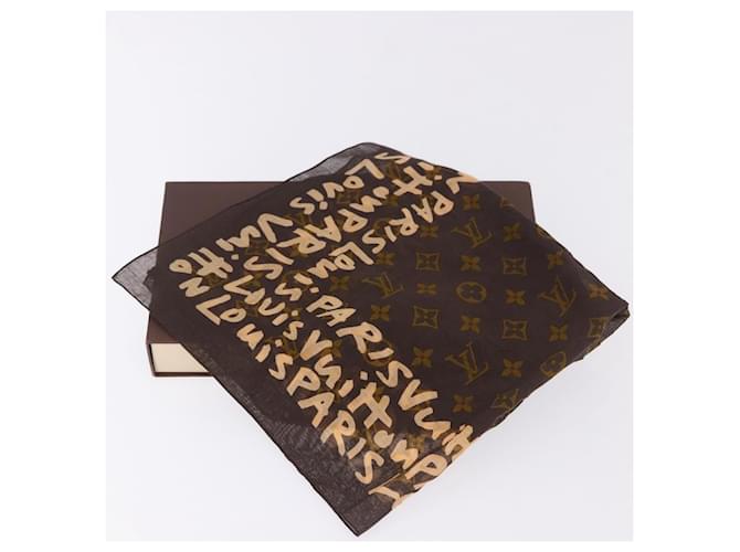 Sciarpa LOUIS VUITTON Monogram Graffiti Brown LV Auth bs36792V Marrone - vista 13