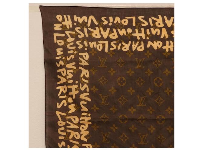 Sciarpa LOUIS VUITTON Monogram Graffiti Brown LV Auth bs36792V Marrone - vista 2
