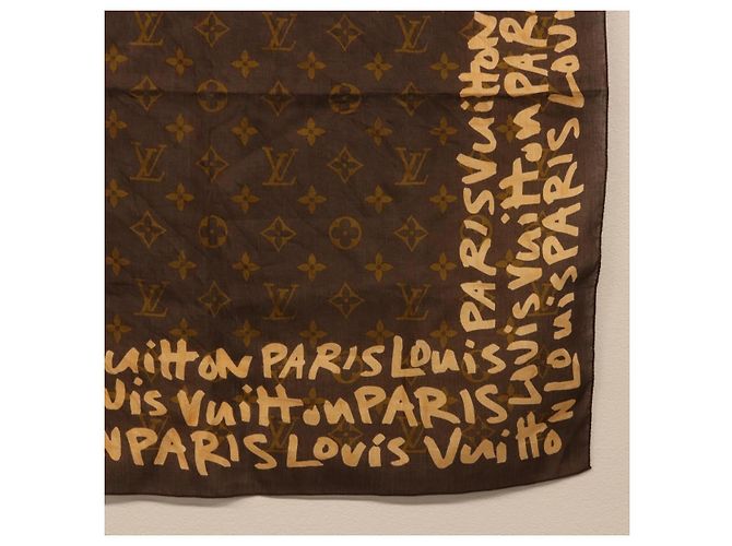 Sciarpa LOUIS VUITTON Monogram Graffiti Brown LV Auth bs36792V Marrone - vista 5