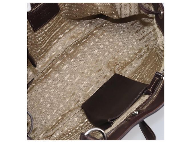 Sac Tote PRADA Canvas Jacquard Beige Silver Auth 199661V Argenté - vue 10