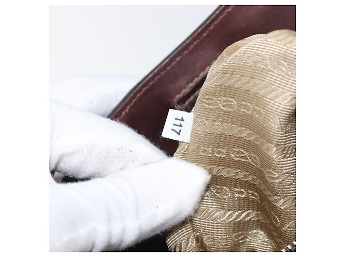Sac Tote PRADA Canvas Jacquard Beige Silver Auth 199661V Argenté - vue 11