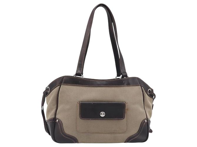 Sac Tote PRADA Canvas Jacquard Beige Silver Auth 199661V Argenté - vue 2