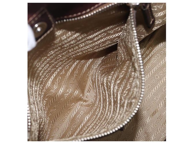 Sac Tote PRADA Canvas Jacquard Beige Silver Auth 199661V Argenté - vue 25