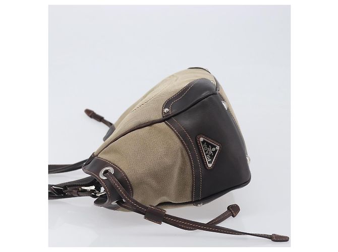 Sac Tote PRADA Canvas Jacquard Beige Silver Auth 199661V Argenté - vue 4