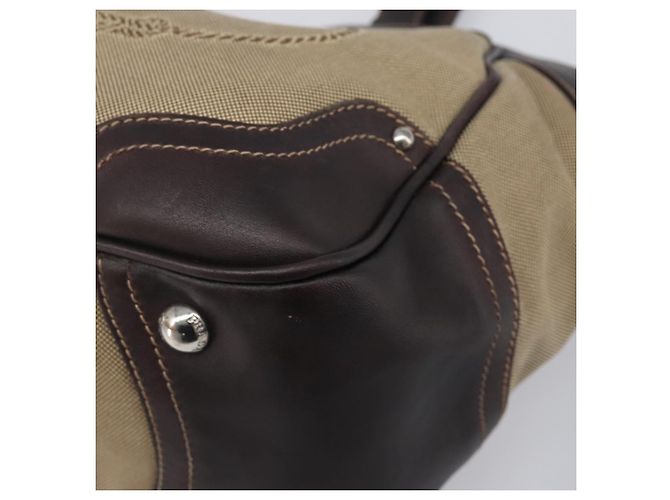Sac Tote PRADA Canvas Jacquard Beige Silver Auth 199661V Argenté - vue 9