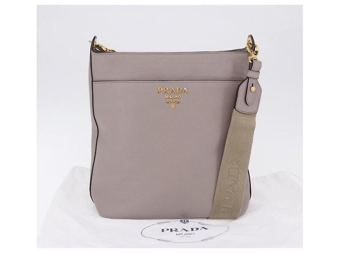 Bolso de hombro PRADA en cuero Taurillon Gris Oro 1BE066 Auth am12351SAM Castaño Dorado - vista 12