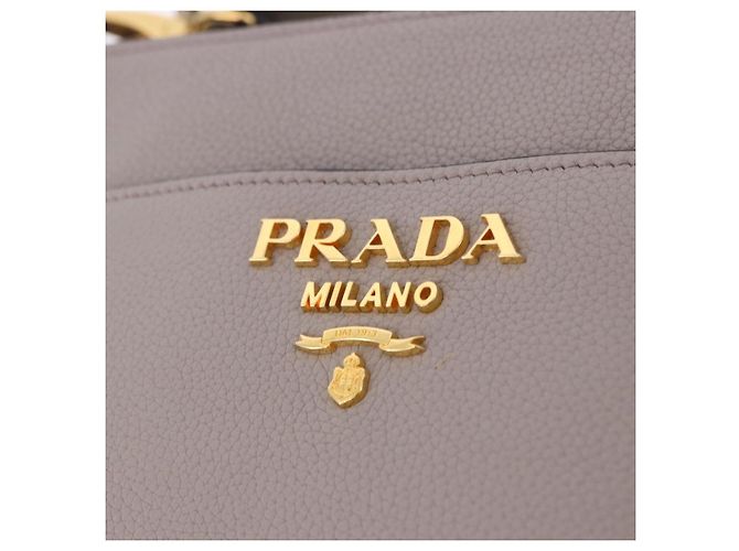 Bolso de hombro PRADA en cuero Taurillon Gris Oro 1BE066 Auth am12351SAM Castaño Dorado - vista 18